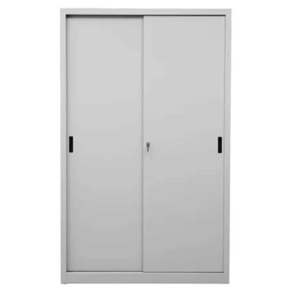 PROREGAL Schiebetürenschrank Mammut 5 Ordnerhöhen Metalltüren HxBxT 195 x 120 x 45 cm Grau