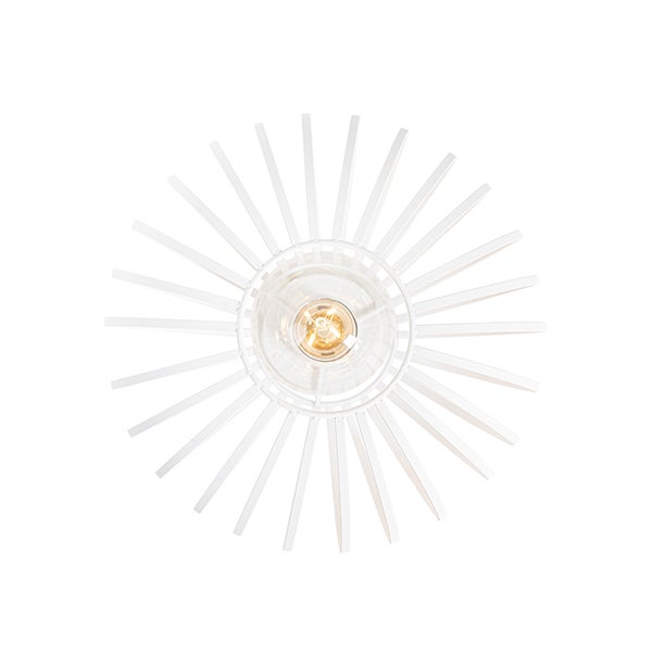 Deckenleuchte mit Glühbirne und weißem, sternförmigem Lampenschirm