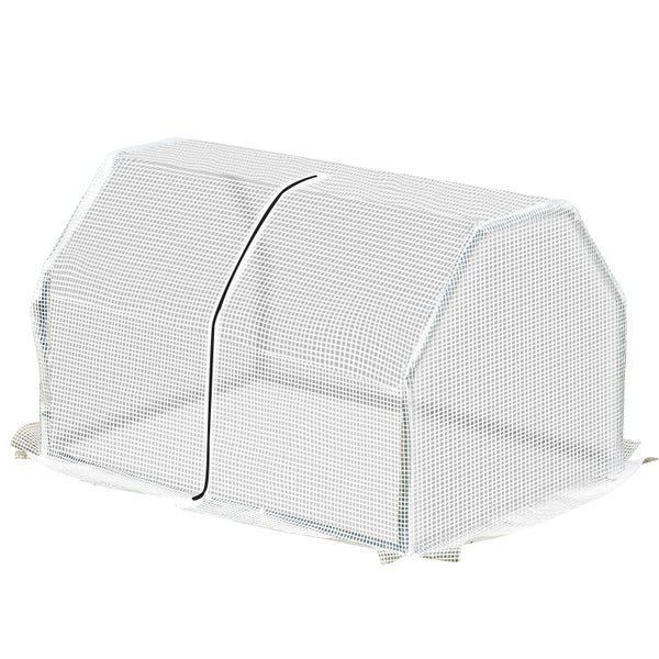 Outsunny Foliengewächshaus, Mini Gewächshaus, Stahl, 99 x 71 x 60 cm, PE-Kunststoff, Weiß