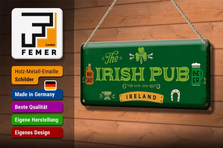 Blechschild Spruch Ireland Irish Pub Whiskey Beer 27x10cm
