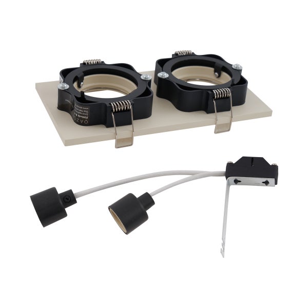 Doppelte Einbaustrahlerfassung mit Fassungen und Montagehalterung