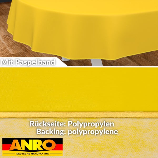 Gelbe Tischdecke mit Paspelband und Polypropylen-Rückseite