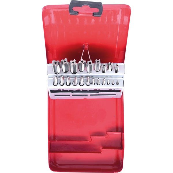 Bohrer- und Gewindeschneider-Set in rotem Koffer