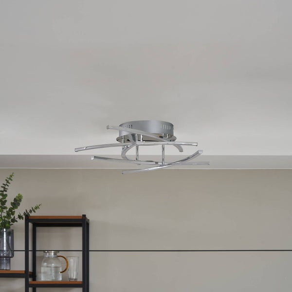 Lindby LED Deckenleuchte Flakira dimmbar (Modern) in Chrom aus Aluminium (1 flammig, ) - Lampe Deckenlampe Wohnzimmerleuchte