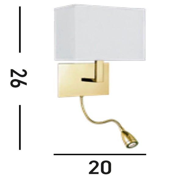 Wandleuchte mit Lesearm und den Maßen 26 mal 20 Zentimeter