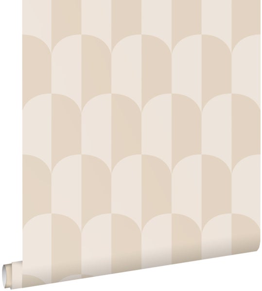 ESTAhome Tapete Art Decó Muster Beige und Sandbraun - 53 cm x 10.05 m - 139985