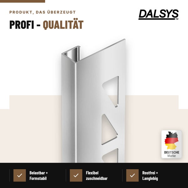 Dalsys Fliesenschiene aus Edelstahl mit Lochstanzung zur Kantenverarbeitung bei Fliesenarbeiten