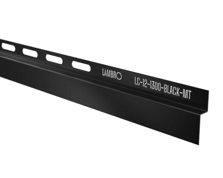 Lambro L-Profil in Schwarz matt mit vorgestanzten Löchern zur Befestigung.