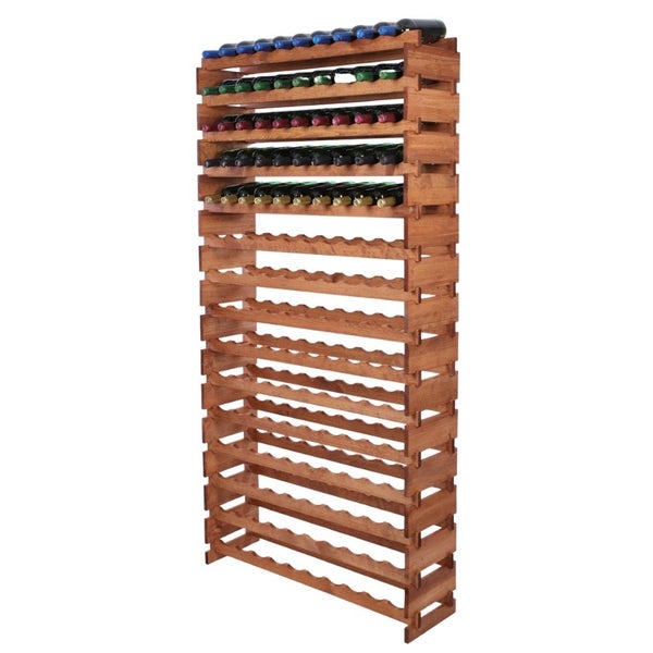 Weinregal VINOTECA FLEX PRO HxBxT 205x103x28cm 150 Flaschen auf 15 Ebenen Massives Kiefernholz Braun geölt