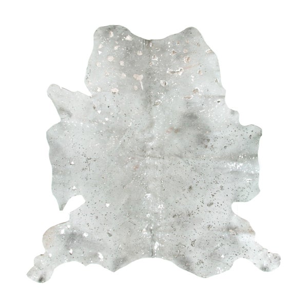 Flachflor Teppich Serenata Grau / Silber Leder Kuhfell naturbelassen 2,00 - 2,60qm