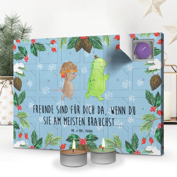 Mr. & Mrs. Panda Duftkerzen Adventskalender Schildkröte Maus - Blau Pastell