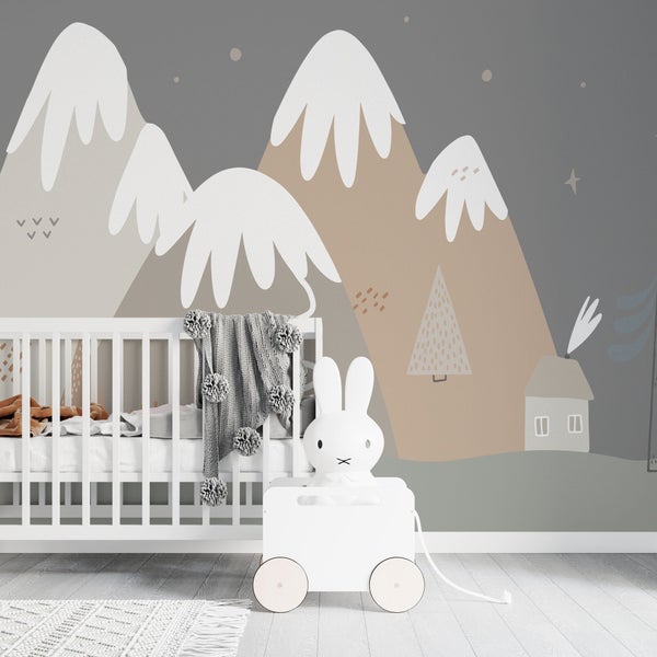 Kindertapete Berge Nacht 500 x 280 cm