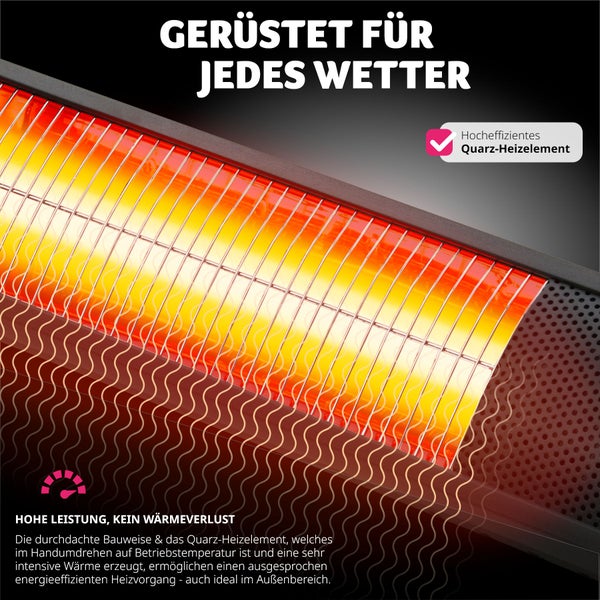 Infrarotheizstrahler  tectake Solaris Horizon einfache Montage, 95 x 11 x 10,5 cm 3 Leistungsstufen, 1000, 2000 und 3000 W schwarz