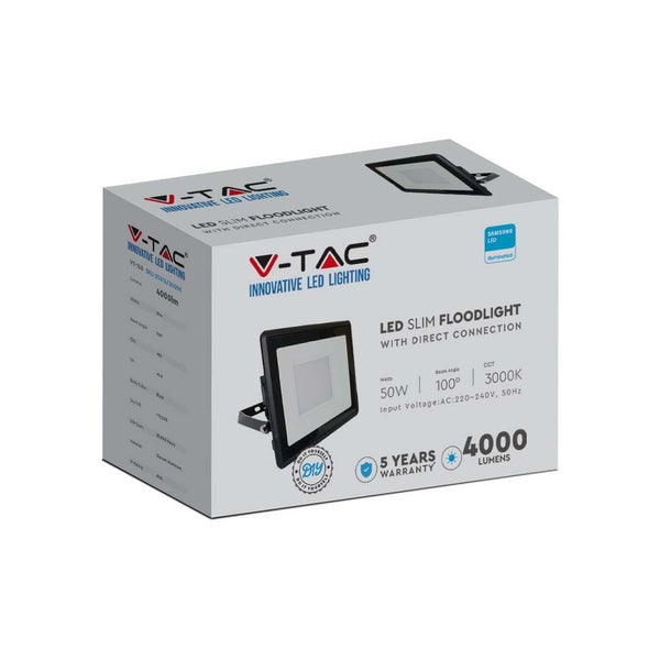 Schwarze LED-Flutlichter - Samsung - IP65 - 50W - 4000 Lumen - 4000K - 5 Jahre