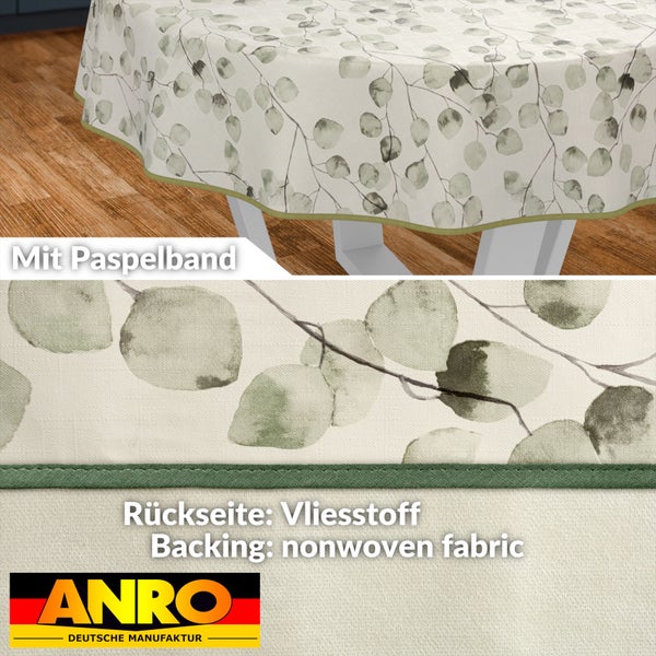 Tischdecke mit Blättermuster und Paspelband
