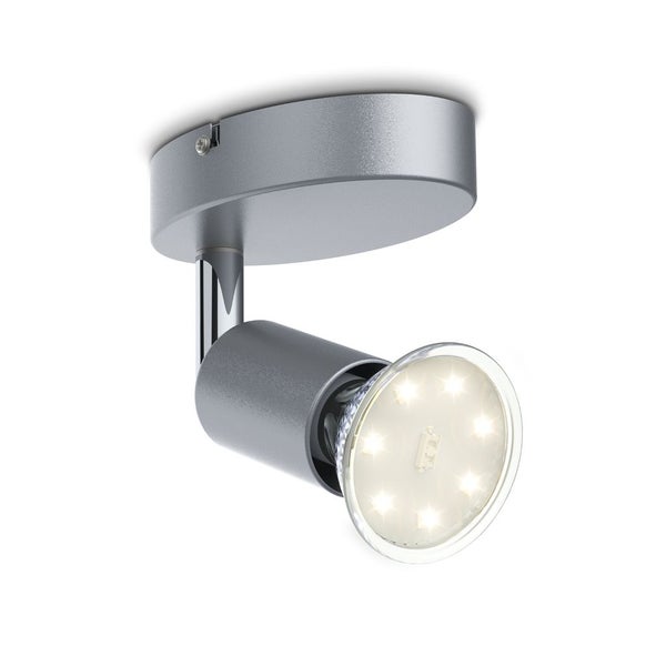 Wandleuchte - 2,9W, 260lm, LED, schwenkbar, GU10, warmweiß, silberfarbig