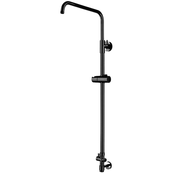 EcoRain Gleitstange für Regenduschset mit Kopfbrause und Handbrause 129 CM - Gleitstange aus rostfreiem Edelstahl SS 304 - Verstellbarer Brausehalter - Schwarz