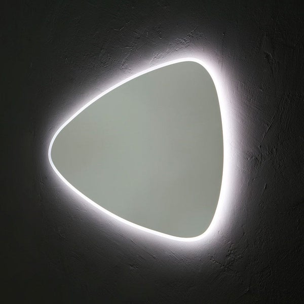 Dreieckiger Tropfenspiegel für das Badezimmer mit LED-Hintergrundbeleuchtung 100x75 cm