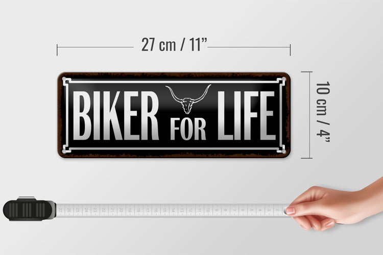 Blechschild Spruch 27x10cm Biker for life Dekoration