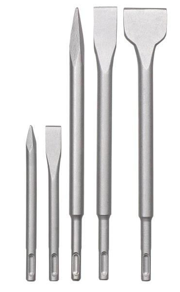 kwb SDS-Plus Meißel-Set für Bohrhammer, 5-teiliger Stein- u. Beton-Meissel Satz im Kunstoff-Koffer