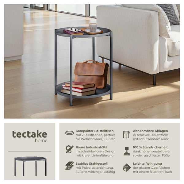 Beistelltisch tectake Oxford 45,5 x 45,5 x 53 cm Stahl dunkelgrau