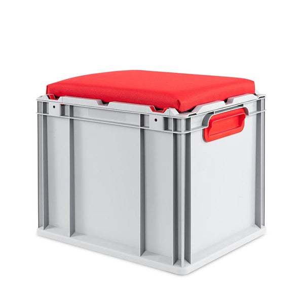 PROREGAL Eurobox NextGen Seat box Rot HxBxT 365 x 30 x 40 cm 30 Liter Griffe Geschlossen Eurobehälter Sitzbox Transportbox