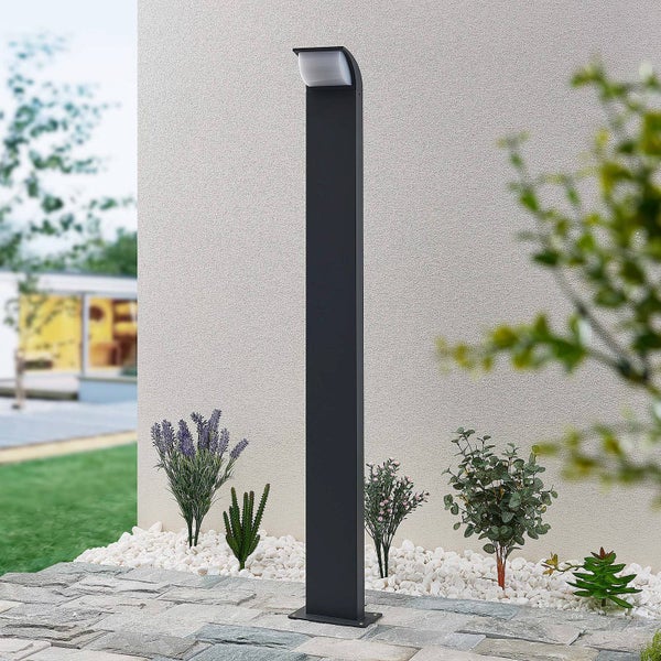 Lucande LED Außenleuchte Tinna (Modern) in Schwarz aus Aluminium (1 flammig, ) - Wegeleuchte Pollerleuchte Wegelampe Sockelleuchte