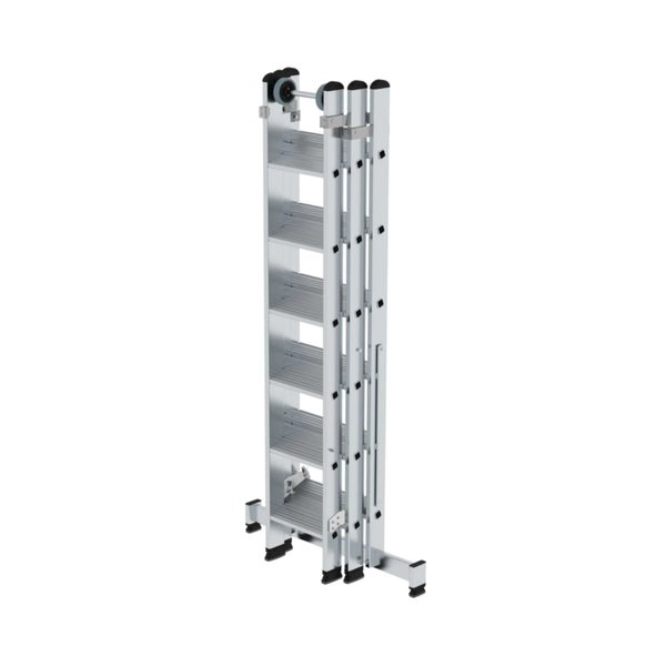 PROREGAL Stufen-Mehrzweckleiter 3-Teilig mit Traverse 3 x 6 Stufen