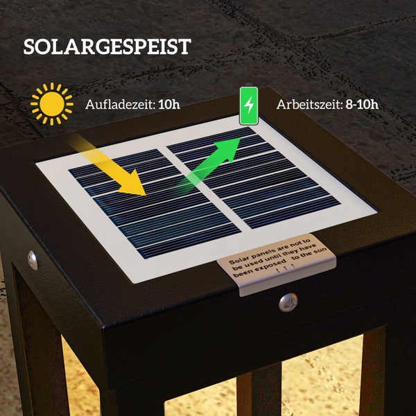 Outsunny Solar Gartenlampe, 12,5cm x 12,5cm x 50cm, Metall, Schwarz