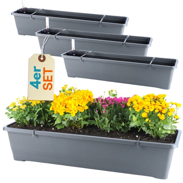 Blumenkasten Set mit Bewässerungssystem und Pflanzen