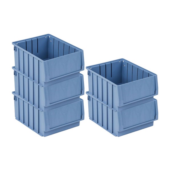PROREGAL SparSet 5 x Regalkasten 300 BH Mit Etikett und Schutzhaube HxBxT 14 x 23,4 x 30 cm 7,1 Liter Sichtlagerkasten Sortimentskasten