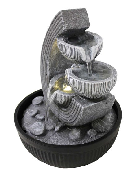 Zimmerbrunnen Tischbrunnen FoBacinelle antik grau Led 27 cm 11115
