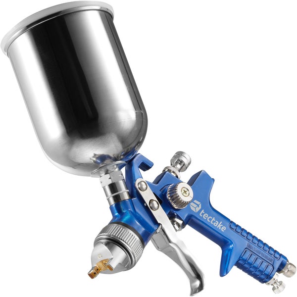 HVLP-Lackierpistolen-Set tectake  inklusive Mikrofasertücher und Aluminiumkoffer 0,8 / 1,3 / 1,7 mm-Düse blau