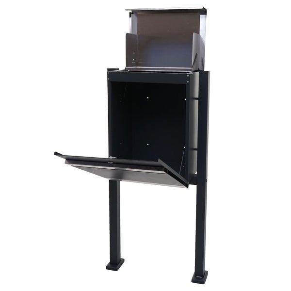 Briefkasten mit Ständer und geöffneten Klappen