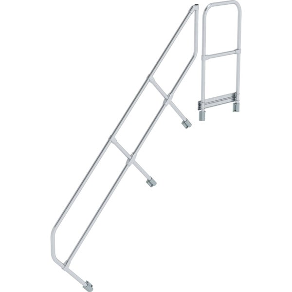 Edelstahl-Geländer für Pooltreppen und Leitern mit Befestigungshalterungen.