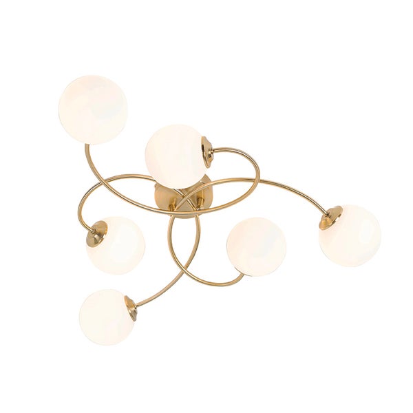 Deckenleuchte mit sechs kugelförmigen Lampenschirmen