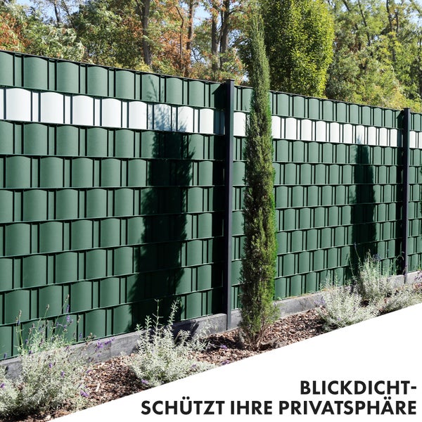 FLOORDIREKT PVC Sichtschutzstreifen 19 cm x 35 m für Gartenzäune Blickdicht Grün