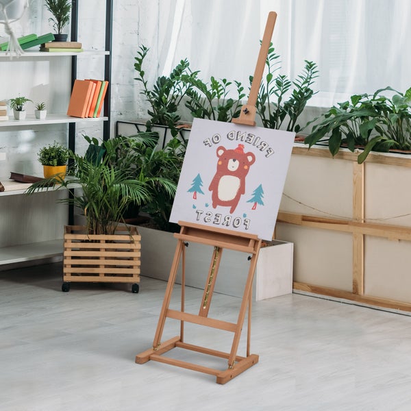 Holzstaffelei mit Kinderbild im Raum