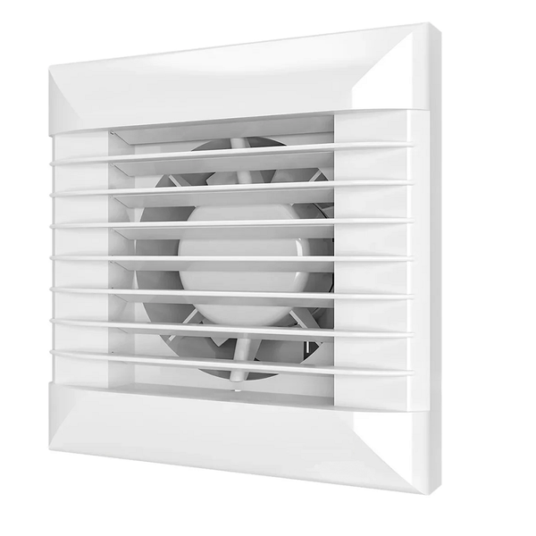 Weißer Wandventilator mit Lamellen