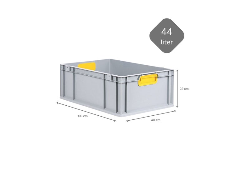 PROREGAL Spar Set 10x Eurobox Nextgen Color HxBxT 22 x 40 x 60 cm 44 Liter Griffe Gelb Geschlossen Verstärkter Boden Eurobehälter Transportbox