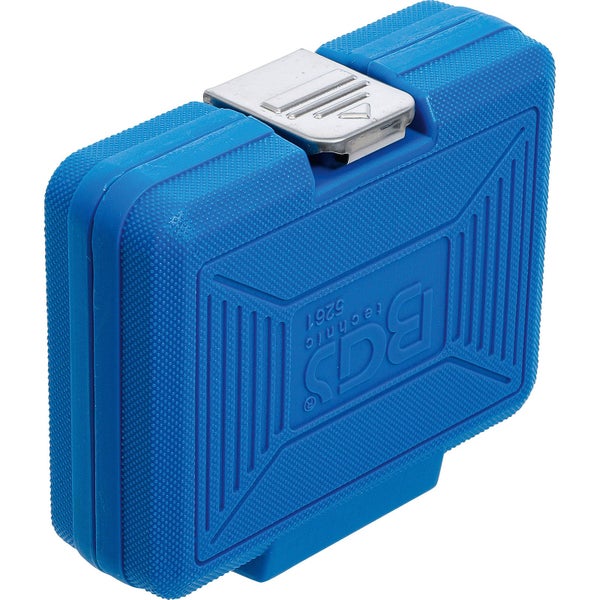 Blauer Werkzeugkoffer mit silberfarbenem Verschluss