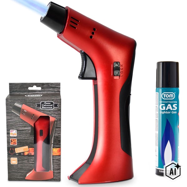 Gasbrenner mit Nachfüllgas Tom Premium Universalbrenner für Küche und Werkstatt inklusive Verpackung