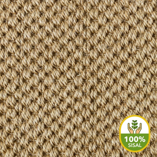 FLOORDIREKT Sisal-Teppich Tiger-Eye - aus 100% Sisal - mit Brodüre - Natur - Rand: Beige - 200 x 290 cm