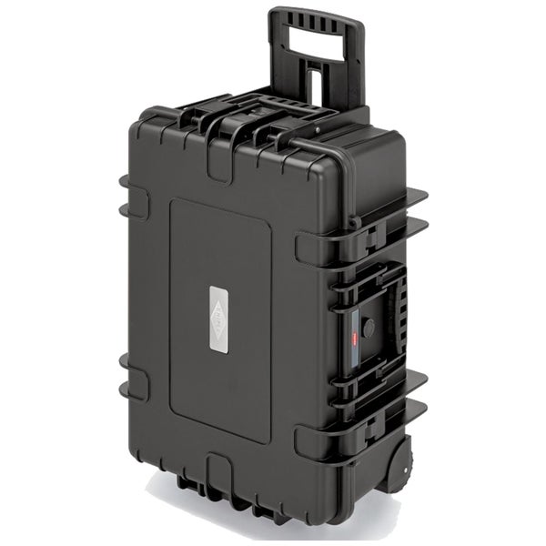 Knipex Werkzeugkoffer aus schwarzem Kunststoff mit Rollen und ausziehbarem Teleskopgriff.