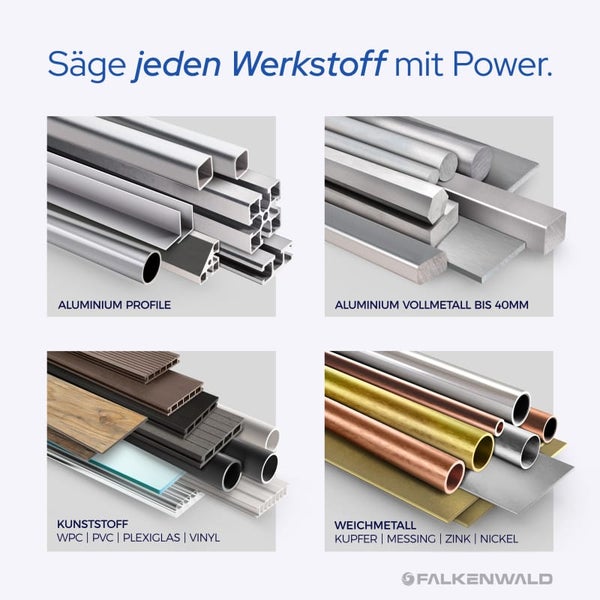 FALKENWALD ® Sägeblatt 254x30 Aluminium 100 Zähne - Kreissägeblatt 254 x 30 Aluminium - Kompatibel mit Bosch GTS 10 XC, PTS 10 Tischkreissäge & Metabo Kappsäge KGS 254 M - 254x30