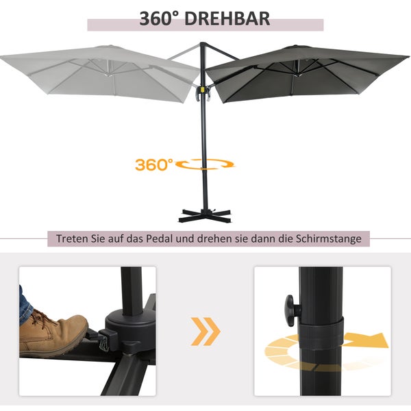 Grossschirm 245cm x 245cm x 245cm, Metall Grau
