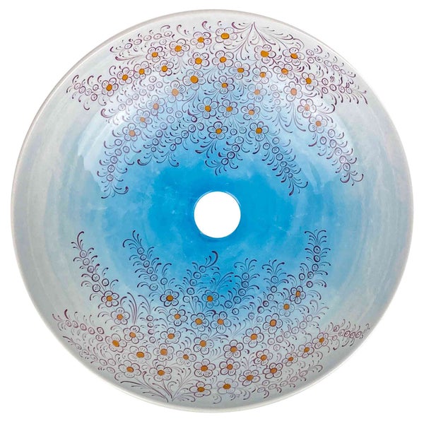 Aufsatzwaschbecken aus Glas mit Blumenmuster