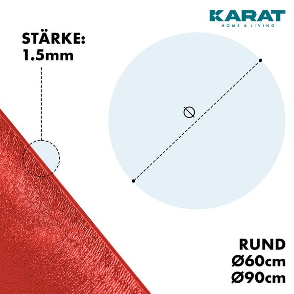 FLOORDIREKT Untersetzer Majesty  - mit abgeschrägter Kante für Blumentöpfe - Bodenschutz - Rot - 60 cm - Rund