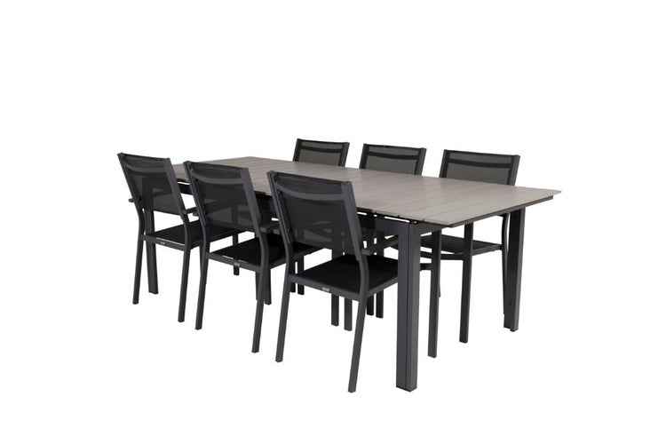 Gartentischgruppe mit sechs Stühlen für den Außenbereich