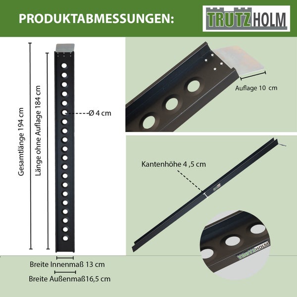Produktdetails der Trutzholm Laderampe mit Abmessungen